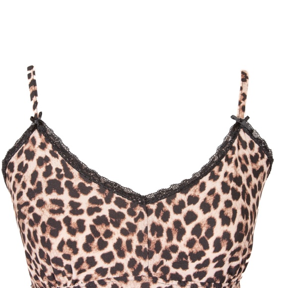 Rene Rofe Spaghetti Strap Leopard Print Chemise, Soft & Comfotable, Size Medium - Picture 7 of 13